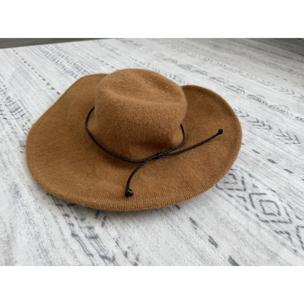 Four Hutons San Diego Hat Co Camel Wool Blend Wide Brim Rancher Hat OS